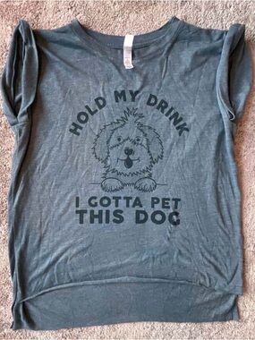 Bella+Canvas Hold My Drink I Gotta Pet This Dog Graphic Cap Sleeve T-Shirt